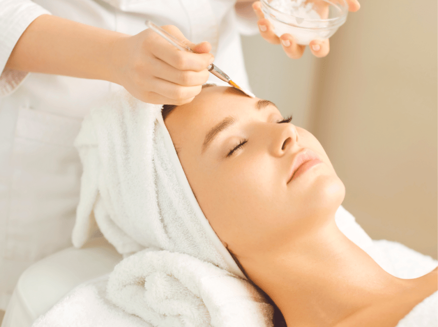 client receiving a relaxing organic facial using all-natural skin care products at a wellness spa in Pacific Beach, San Diego